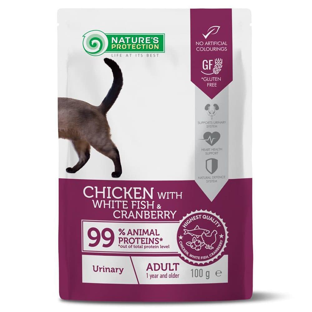 Nature's Protection 成貓泌尿護理主食袋裝濕糧 雞肉、白魚及蔓越莓配方 100g