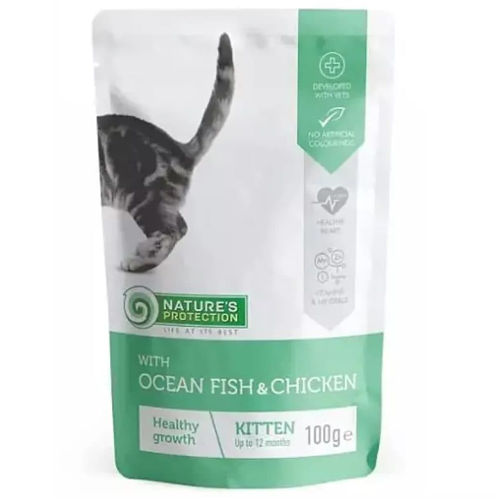 Nature's Protection 幼貓主食袋裝濕糧 健康成長配方 海洋魚及雞肉 100g