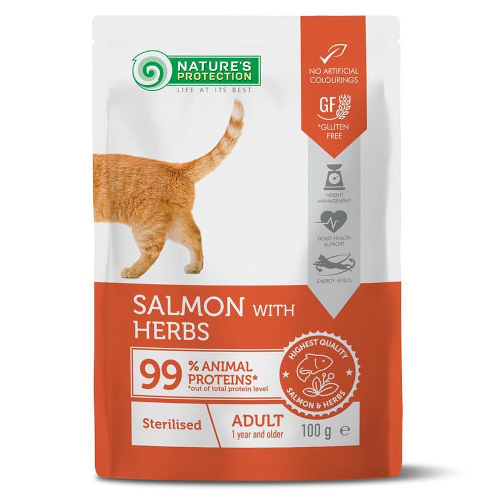 Nature's Protection 成貓絕育主食袋裝濕糧 三文魚及香草配方 100g